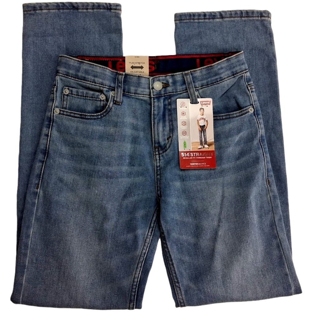 Boys Levi's 514 Straight Jeans 27x29 Performance Sz 14 Regular Stain Release NWT